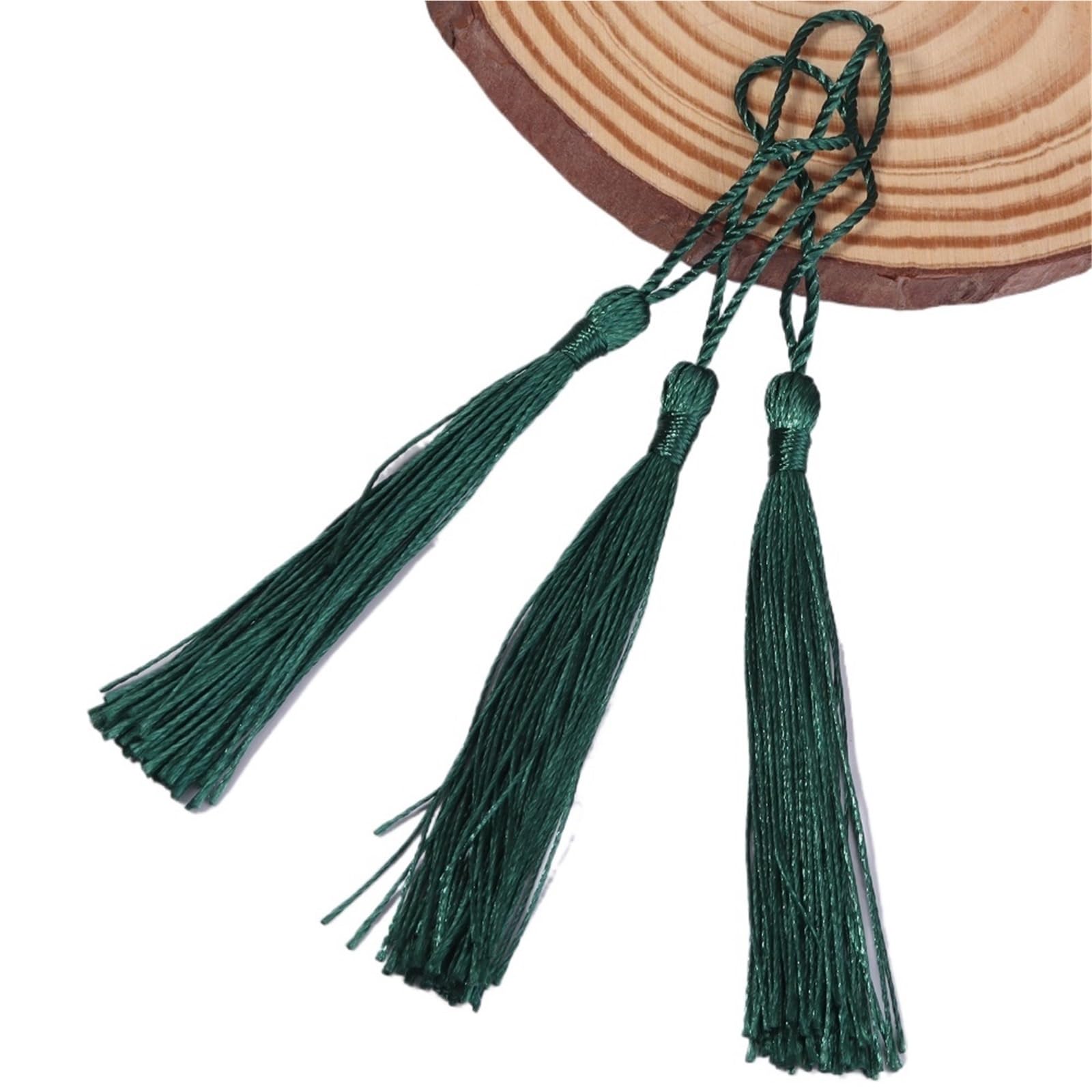 Tassel Pendant 30-100pcs Tassel Silk Fringe Silky Floss Bookmark Tassels Mini Hanging Rope DIY Craft(Dark Green,Spike80rope50 100pcs)