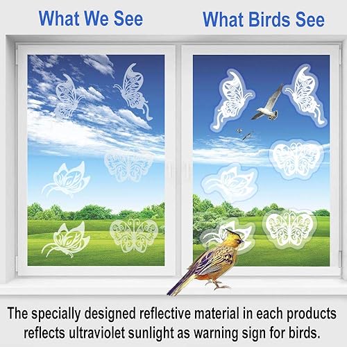 Miniatura 2 de 36 calcomanías de mariposa anticolisión para ventana, calcomanías transparentes de alerta para evitar que personas y pájaros golpeen el vidrio de la