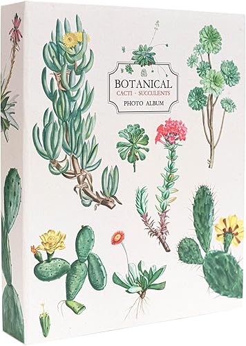 Kokonote Álbum de fotos botánico de cactus Álbum de fotos de 8 x 5 pulgadas 5.1 x 7.9 in Álbum de fotos familiar de 200 bolsillos Regalos para