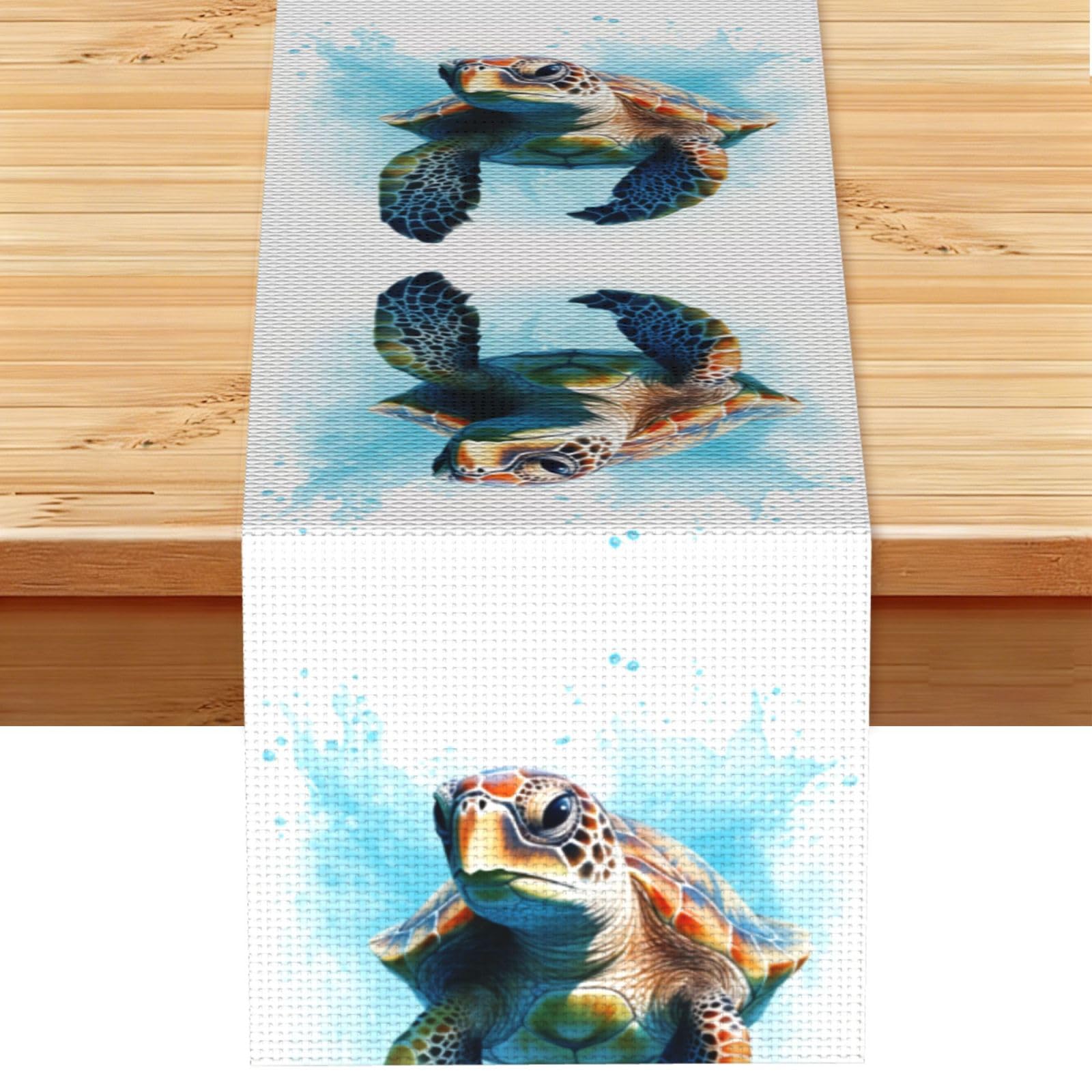 The turtles are swimming Linen Feel Table Runner Wedding Party Home Decoration