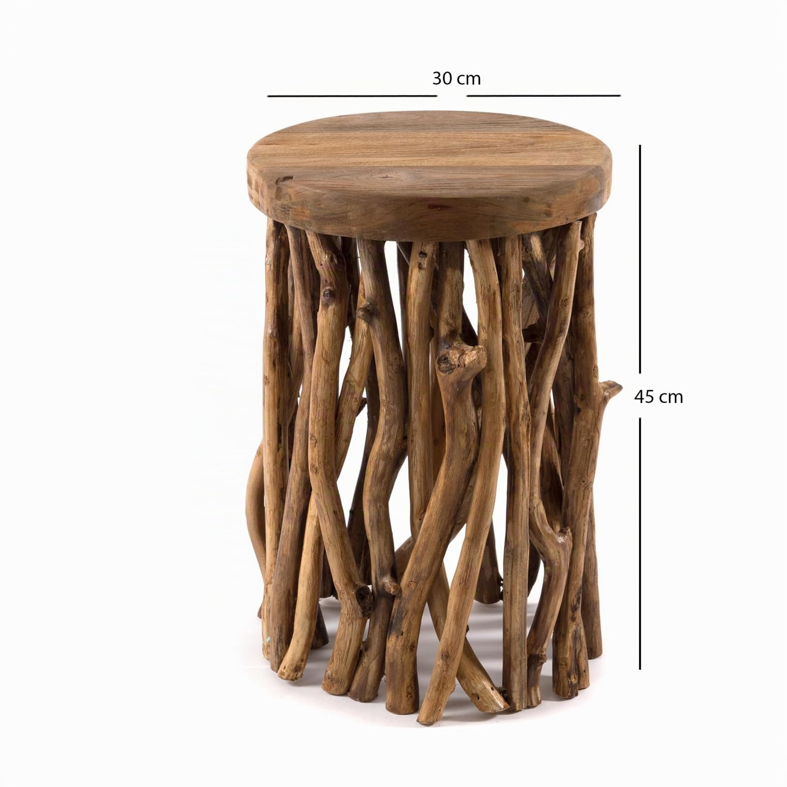 DESIGN DELIGHTS Table D'Appoint en Bois D'Acajou | 45x30 cm | Table Basse, de Téléphone, Tabouret en Bois de Racine, Tabouret pour Plantes