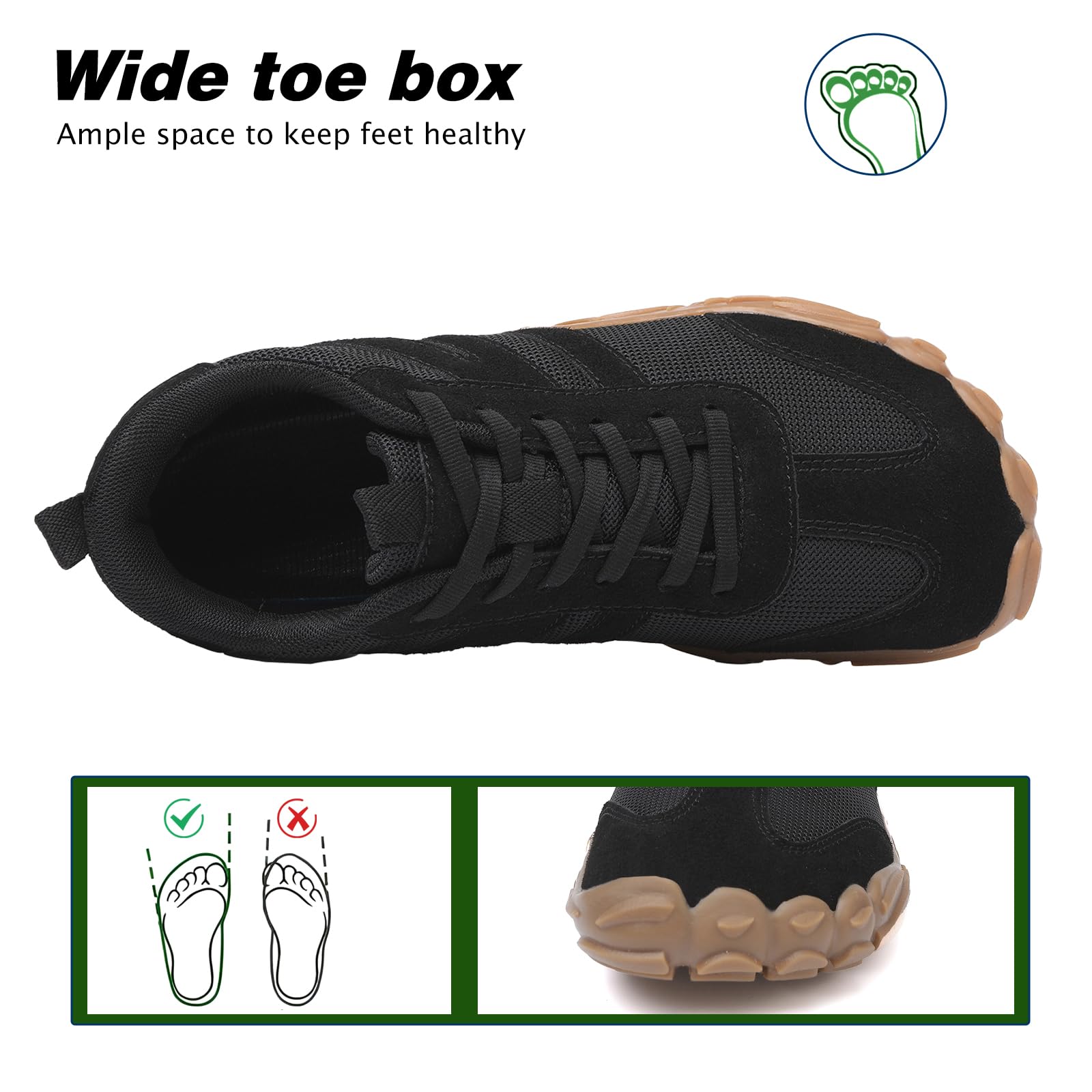 AONETIGER Chaussures Pieds Nus Homme Femme Légère Barefoot Shoes Respirantes Larges Chaussure Minimaliste Trail Antidérapante Extérieur Chaussures de Running GR.36-47 EU