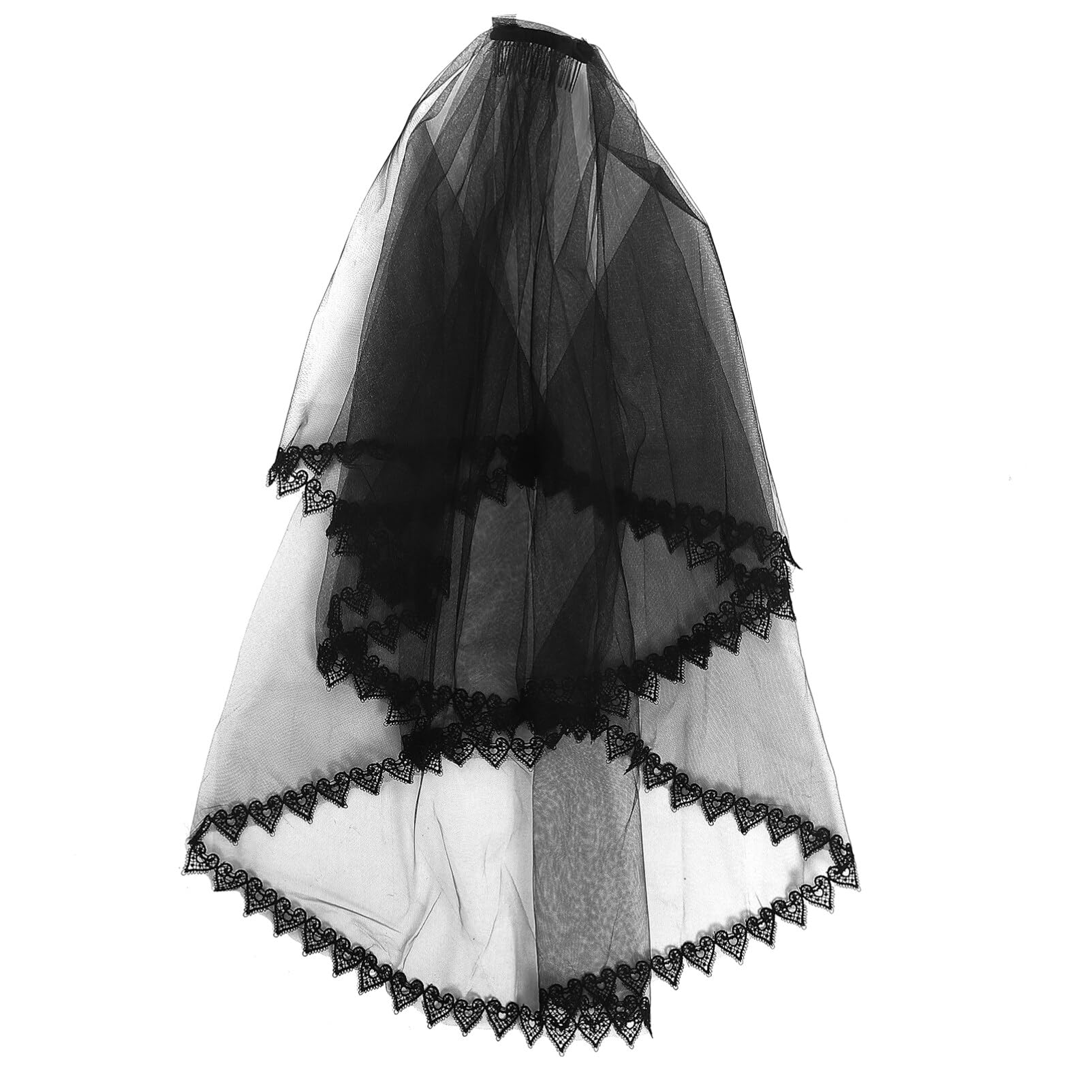 SAFIGLE Velo De Novia Con Peine De Encaje Velos De Boda Góticos Vintage Accesorio Para El Cabello De Halloween
