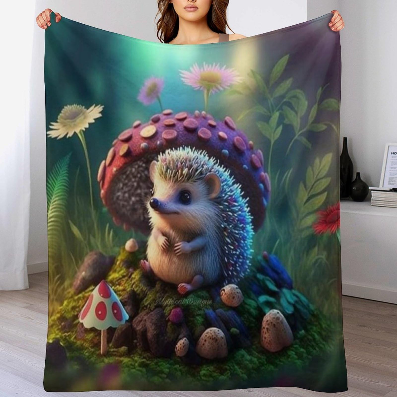 Manta de franela de erizo para el frío en el sofá 150x200