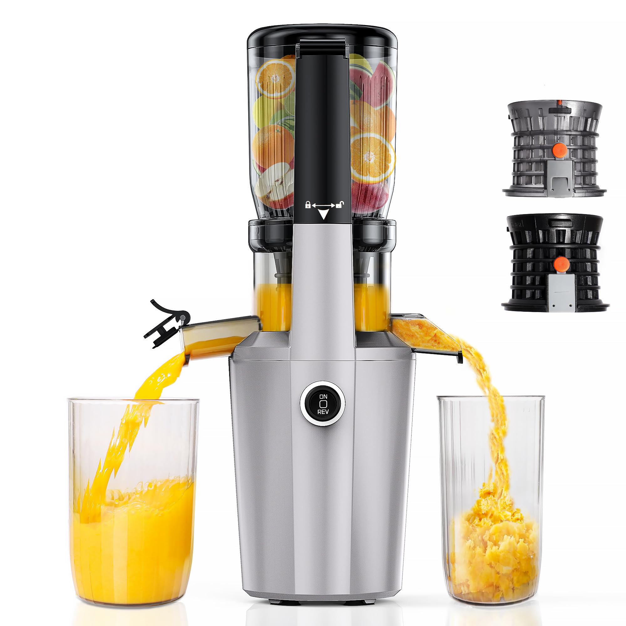 Cold Press Juicer Machine Slow Masticating Juicer with 96 Yield Wide Chute for Whole Fruits Ultra Quiet 60dB