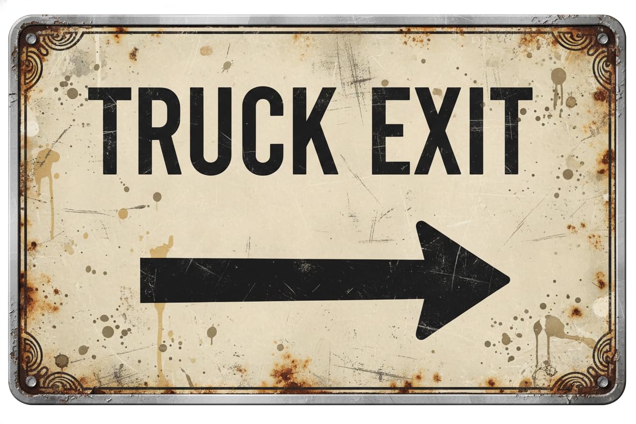 Wall Decor Truck Exit With Right Arrow Sign. 8x12Inch Metal Vintage Signs Aluminum Plates Printed