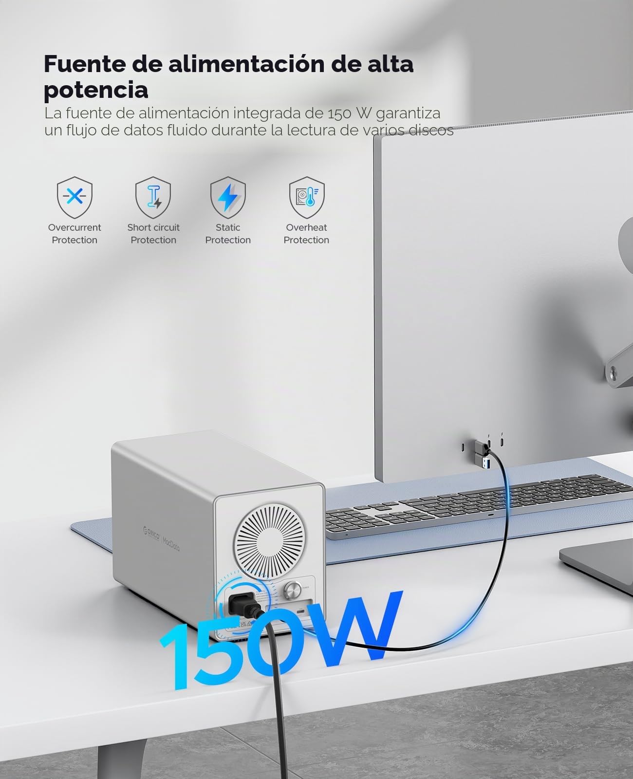ORICO Daisy Chain - Caja de disco duro de 4 bahías USB 3.2 Gen 2 de aluminio, compatible con 22 TB y expansión máxima de hasta 264 TB para disco duro de 3.5 pulgadas, 9948C3