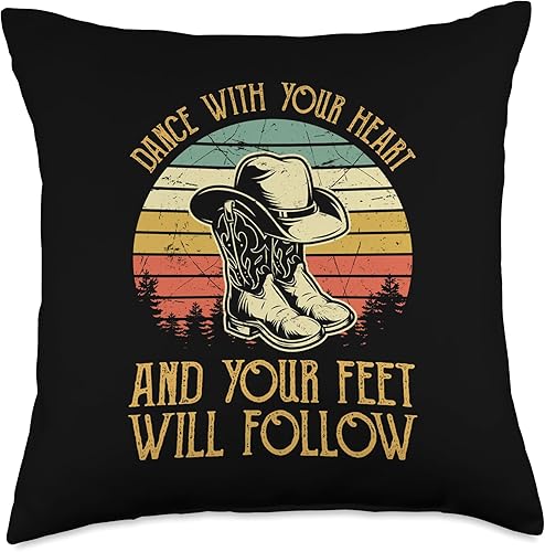 Dance with Your Heart and Your Feet Will Follow Vintage Throw Pillow, 18x18, Multicolor