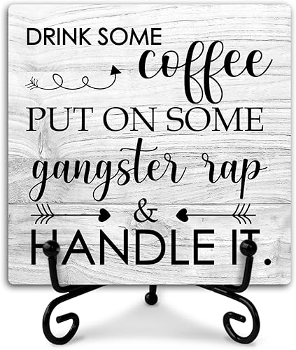 Letrero de madera de café con soporte de hierro, decoración de escritorio de cocina en casa, estante de bar, bebe un poco de café, pon un poco de