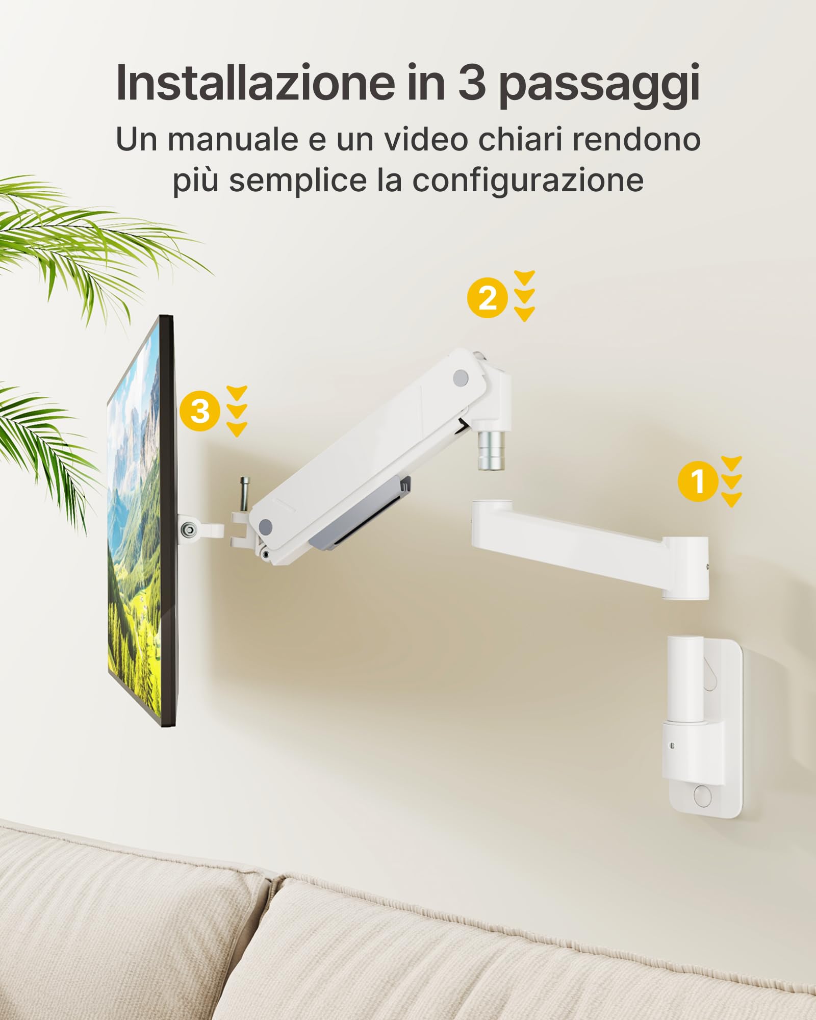 monTEK Supporto da parete per monitor da 17 a 45 pollici, carico massimo 16 kg, supporto universale da parete per TV a schermo piatto e curvo, VESA 75 x 75 / 100 x 100 mm, inclinabile, orientabile