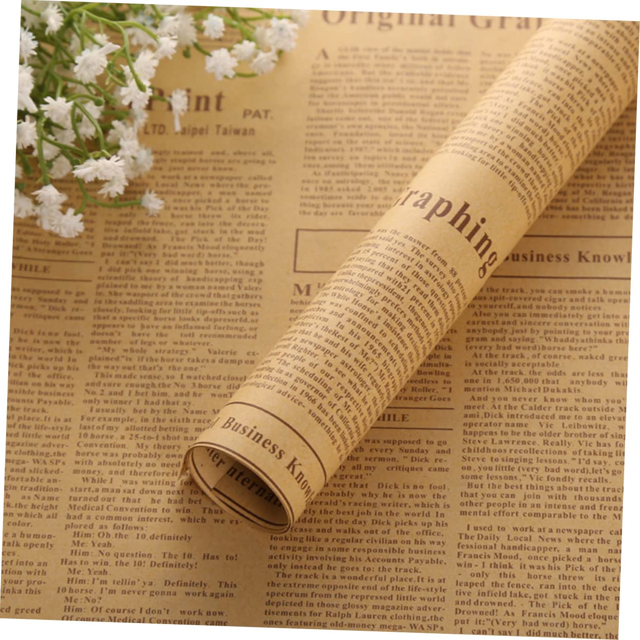 STOBOK 50blätter Kraftpapier Geschenkpapier Vintage Papierverpackungen für Blumensträuße und Andere Anlässe Zeitungspapier Retro Stil Bastelprojekte Zufälliger Stil