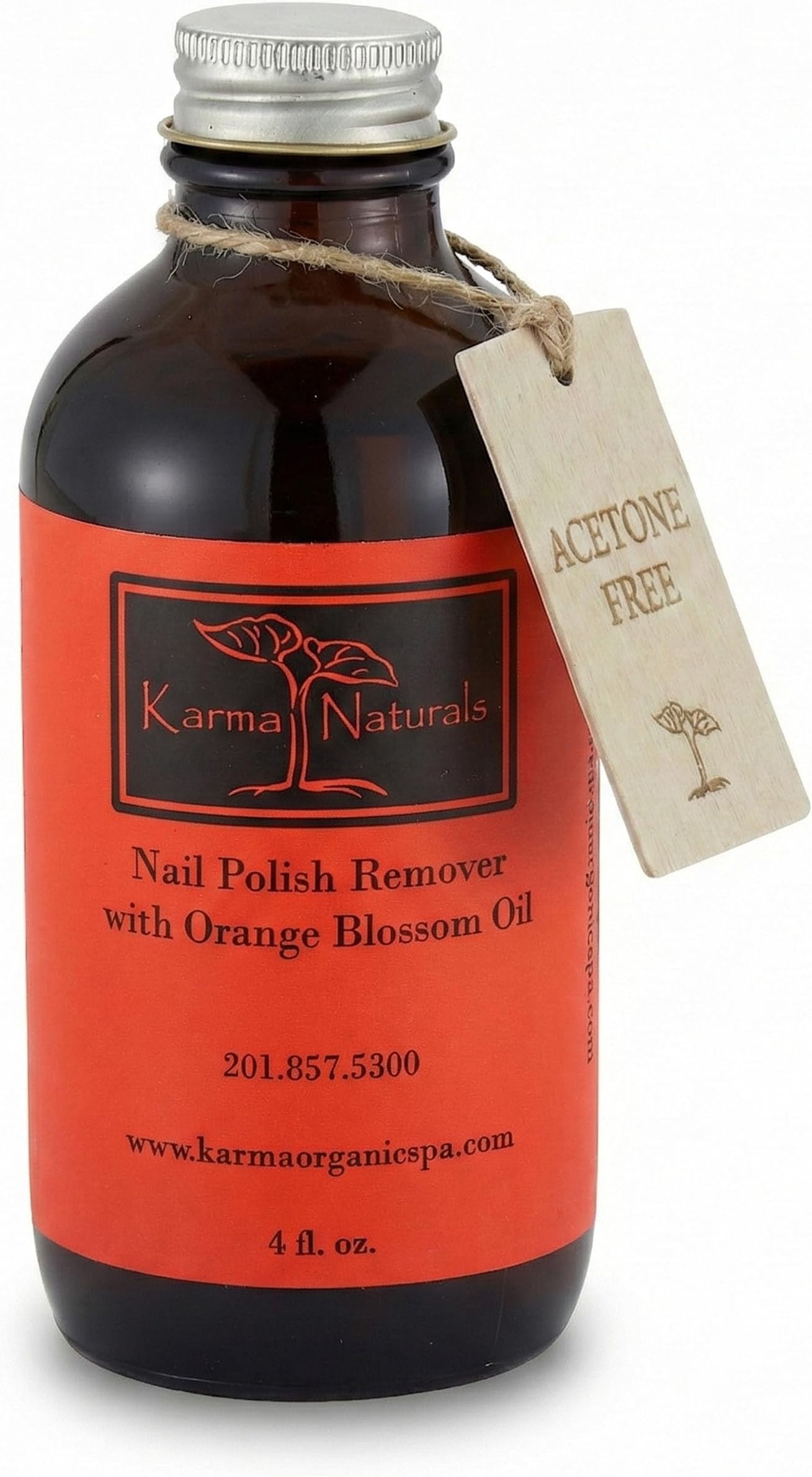 Acetone Free Nail Polish Remover with Soybean & Orange Blossom Oil - Vegan, Non-Toxic Nail Polish Remover for Nails Non Drying Liquid, 4 fl oz by Karma Organic