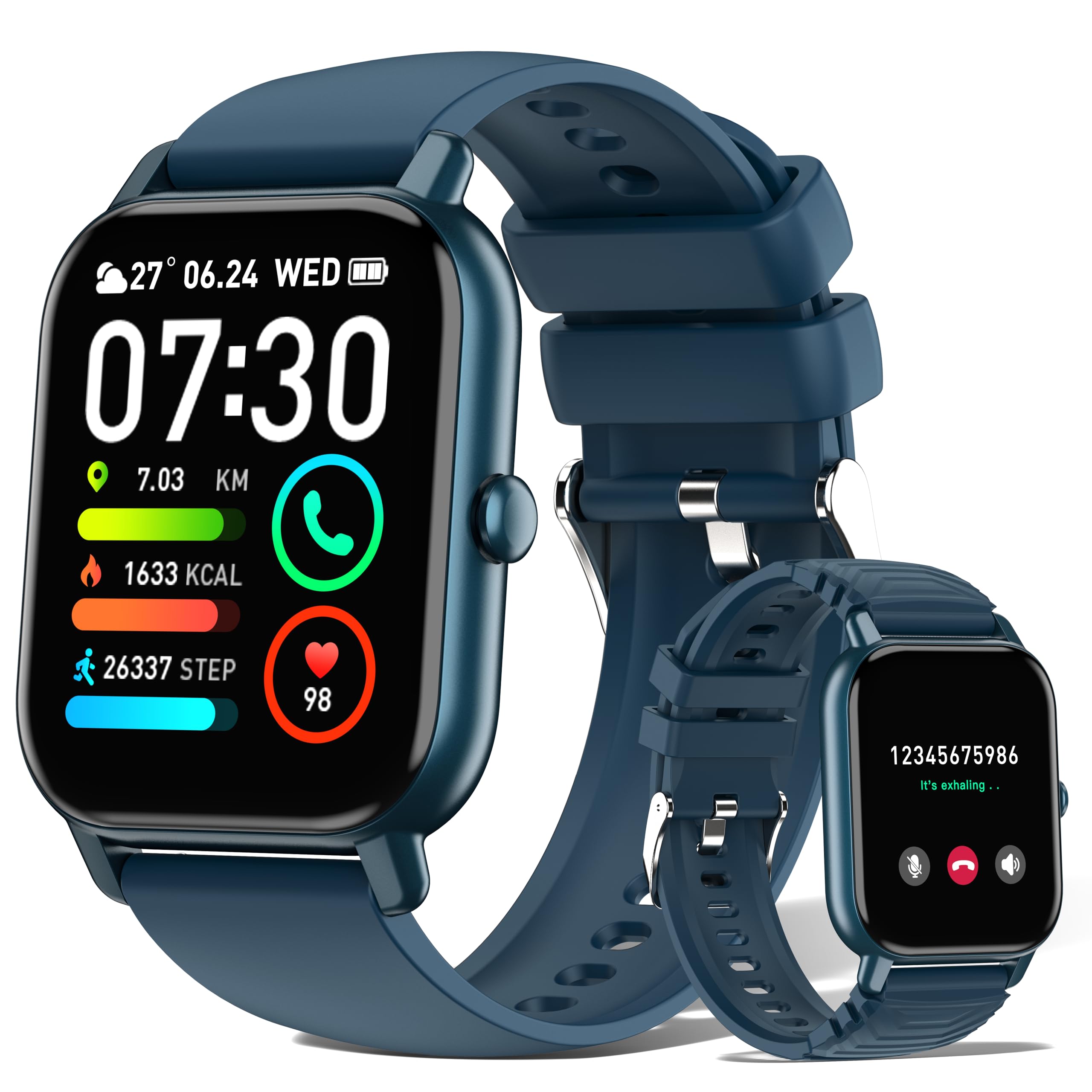 dotn Smartwatch Uomo Donna Effettua/Risposta Chiamate, 1.85" Orologio Smartwatch 112 Modalità Sonno Cardiofrequenzimetro Sportive Orologio Digitale, Impermeabile IP68 Smart Watch Android IOS, Blu