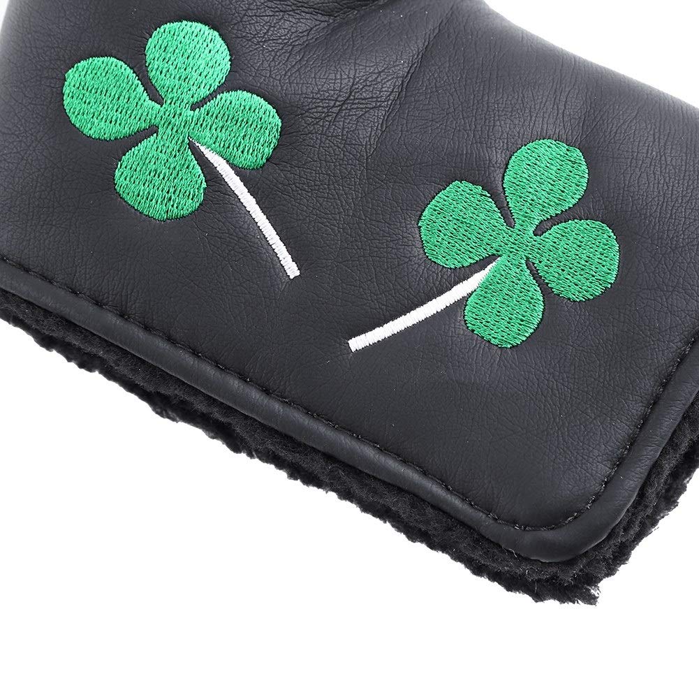 Nikou Putter Cover Clover Golf Headcover Blade Cover, Pu Four Leaf Accessorio per attività(Nero)