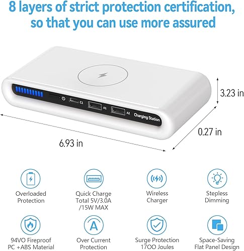Miniatura 6 de Cargador inalámbrico de 30 W USB Estación de carga inalámbrica para múltiples dispositivos con puertos USB C compatible con iPhone 15/14/13/12/Pro