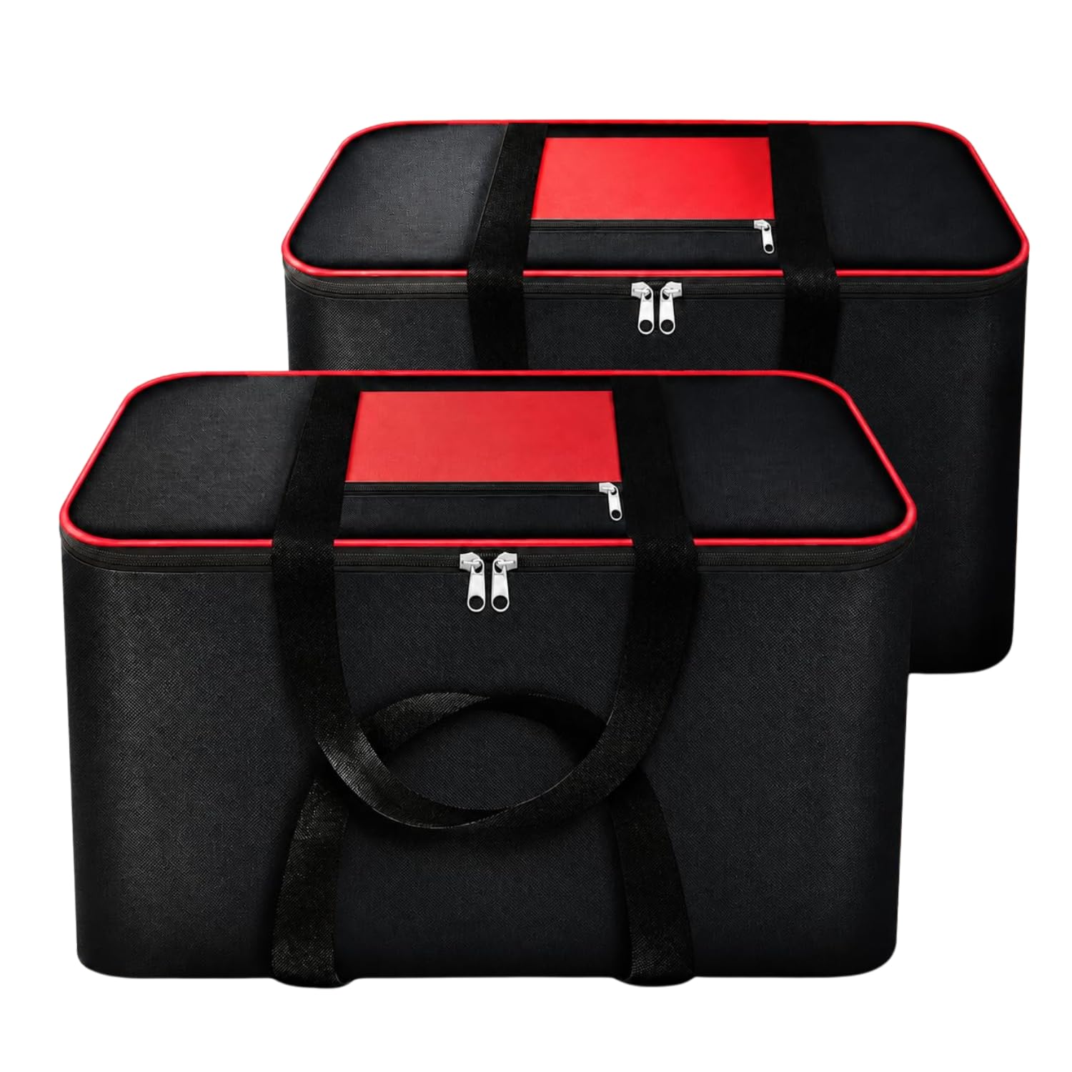 VERVENIX Large Underbed Storage Bags 2 Pack, Moisture Proof Clothes Storage Organizer for Blankets, Comforters, Bedding, Pillows & Seasonal Items, Foldable Zipper Storage Box - Red Black-image-34