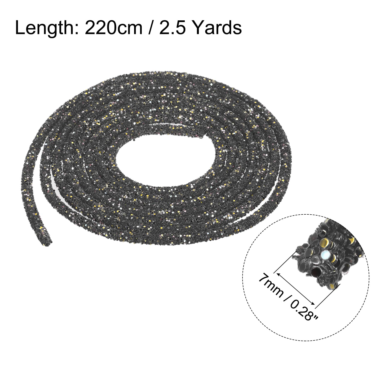sourcing map 5 Yard 6mm 0.24 inch Glitter Sequins Rope Sequins Rhinestone Tube Cord for DIY Wedding Dresses Costume Clothing Shoes Jewelry Accessory Clear White — view 236