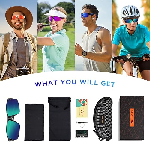 Miniatura 7 de BEACOOL Gafas de sol deportivas polarizadas para hombres y mujeres, jóvenes, béisbol, pesca, ciclismo, correr, senderismo, motocicleta, lentes Tac