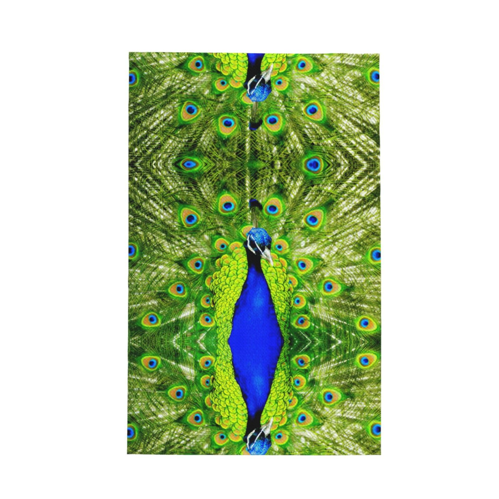 Xxahnbm Black Blue Peacock Print Waffle Kitchen Towel,Absorbent Hand Towel
