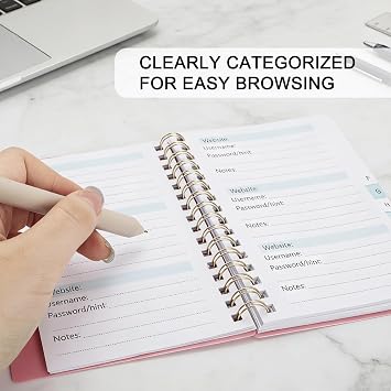 Small Password Keeper Book with Alphabetical Tabs (5.7x4), Internet Password Organizer Notebook for Home & Office Use