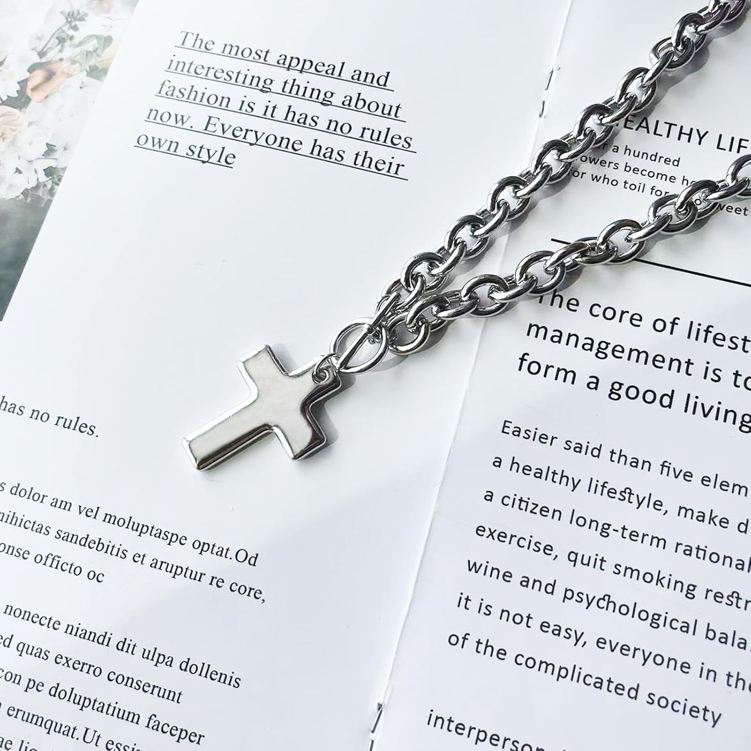 Cross Necklace for Women Chunky Silver Necklace 14K Silver Plated Chunky Cross Pendant Necklace Simple Big Cross Necklaces for Women Trendy Silver Jewelry Gifts - Image 7