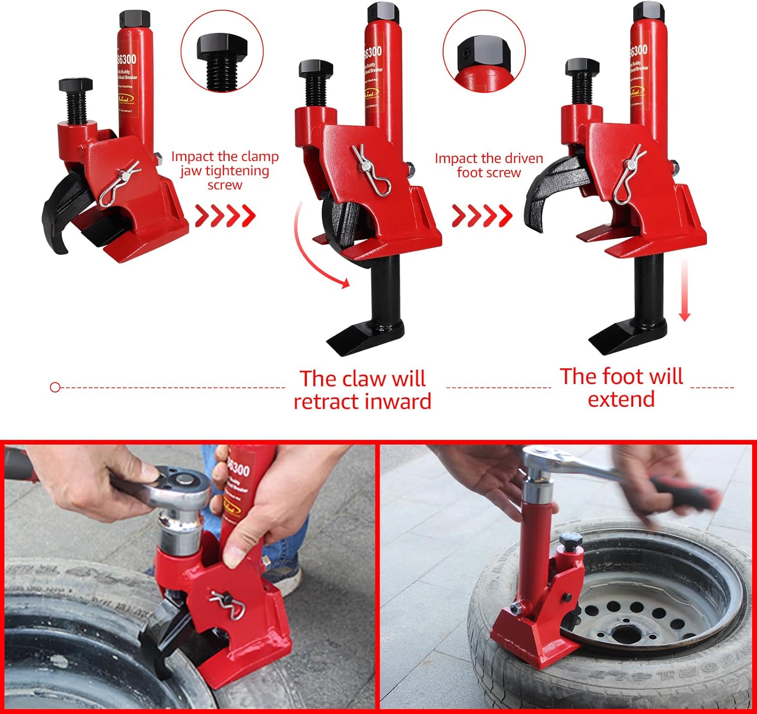 BESTOOL Manual Tire Bead Breaker Tool Adjustable Hammer Tires Changer for ATV Tire Operation