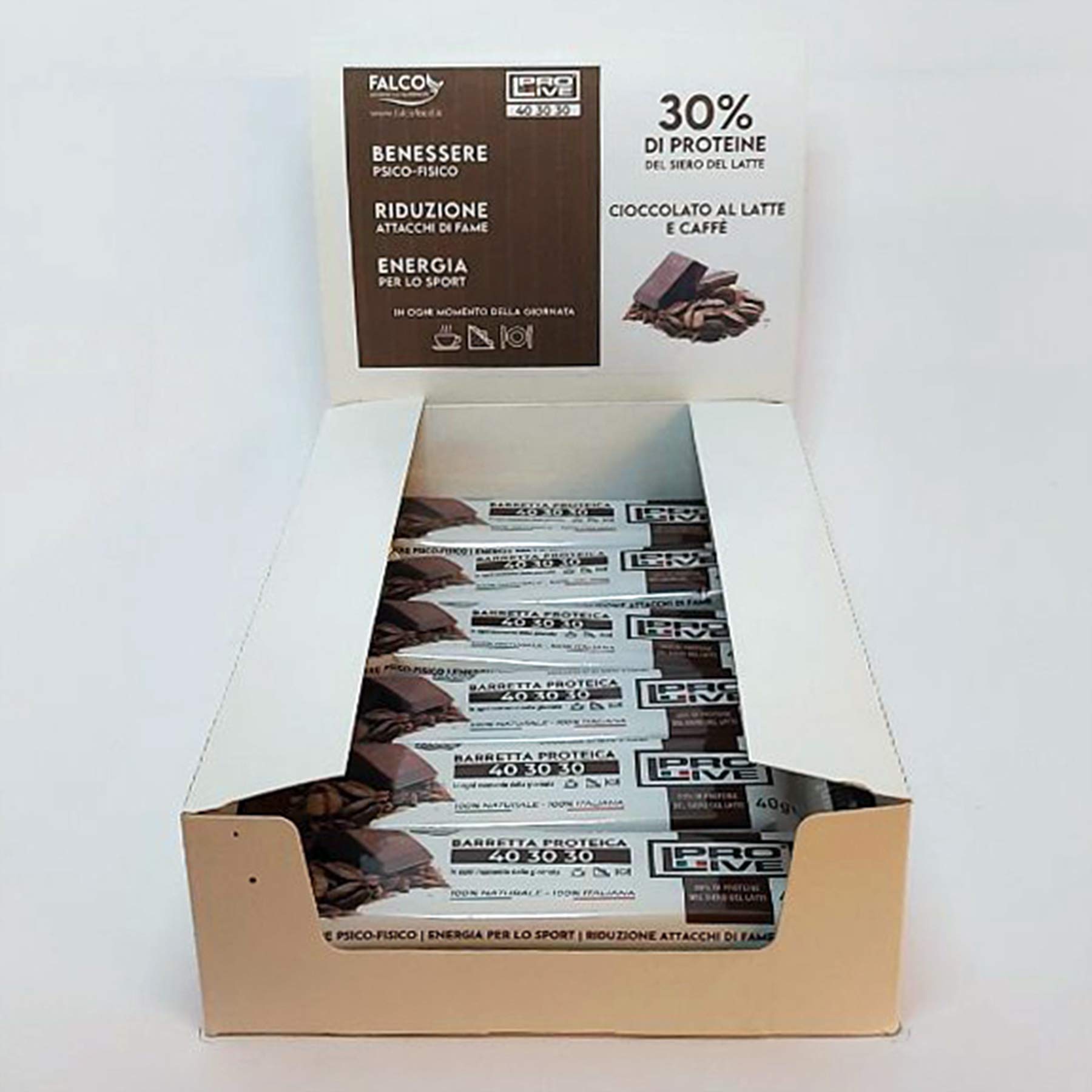 PROLIVE 40 30 30 FONDENTE – Barrette Proteiche a zona 40 30 30, Senza Zuccheri Aggiunti, Croccante, Puro Cioccolato Fondente, 30% Proteine Del Siero del Latte (Whey Protein)(12x40g)