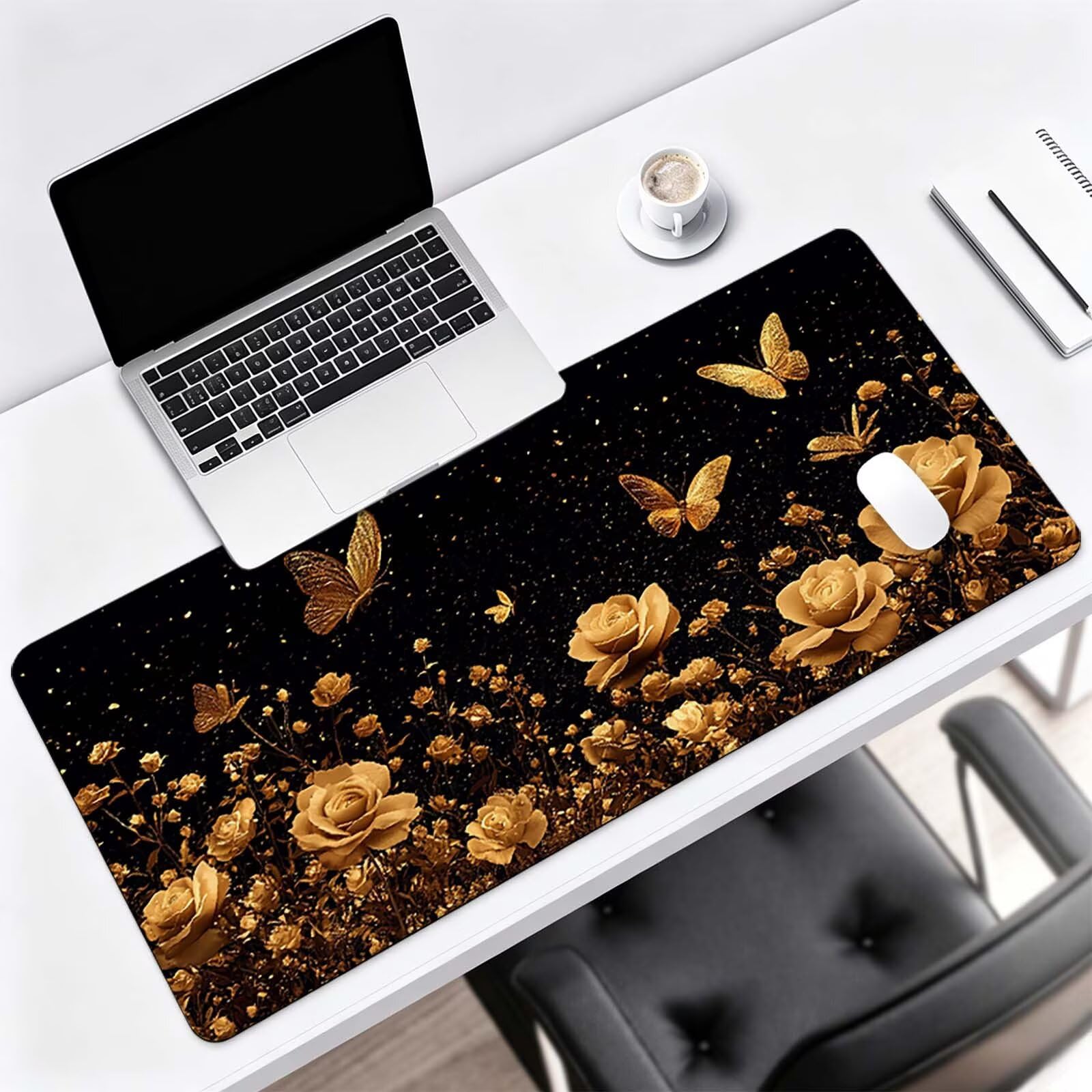 Tapis de Souris Gaming XXL Noir Tapis de Bureau Jaune 1000x500 mm J0-1086