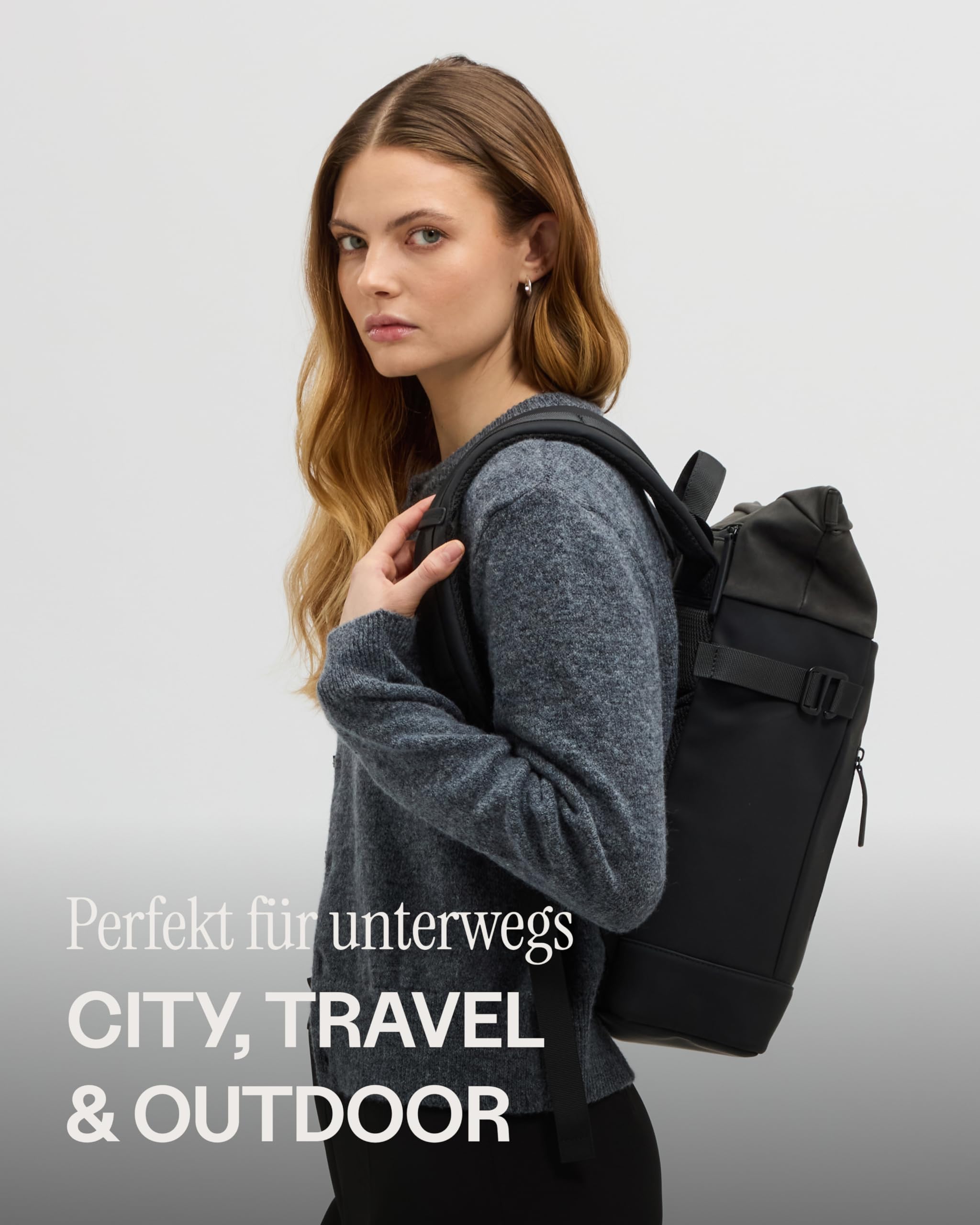 Kapten & Son Rucksack Aarhus 14 L | Rucksack Damen & Herren | Rolltop Rucksack mit 14" Laptopfach | Backpack ideal für Reisen, City, Uni, Arbeit | wasserabweisend
