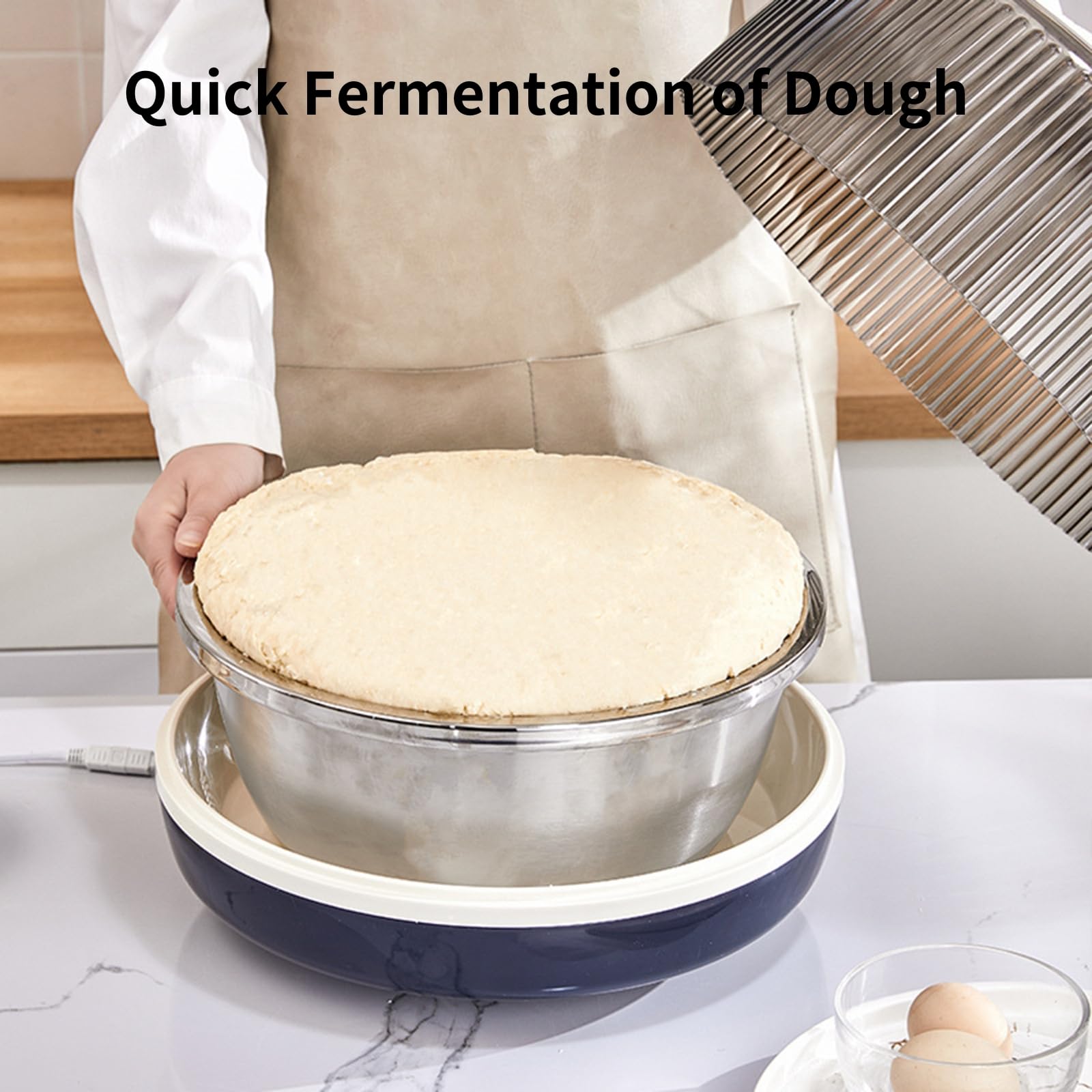 Cloud Fire Brotgärkörbe mit Deckel, Pizzateig GäRbox mit Heizung Temperaturregelung, 4-6 Liter Sauerteig-Gärschrank zum Brot, Gebacken,Joghurt, Fermentierter Reiswein (Blau)
