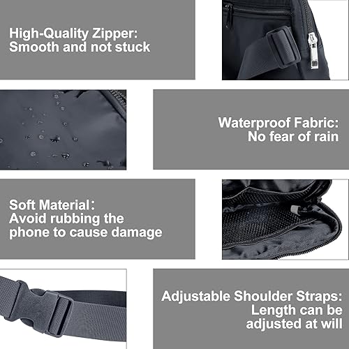 Miniatura 4 de Riñoneras para mujeres y hombres, cangurera cruzada con correa ajustable, bolsa de cinturón negra para entrenamiento, correr, viajar, senderismo,