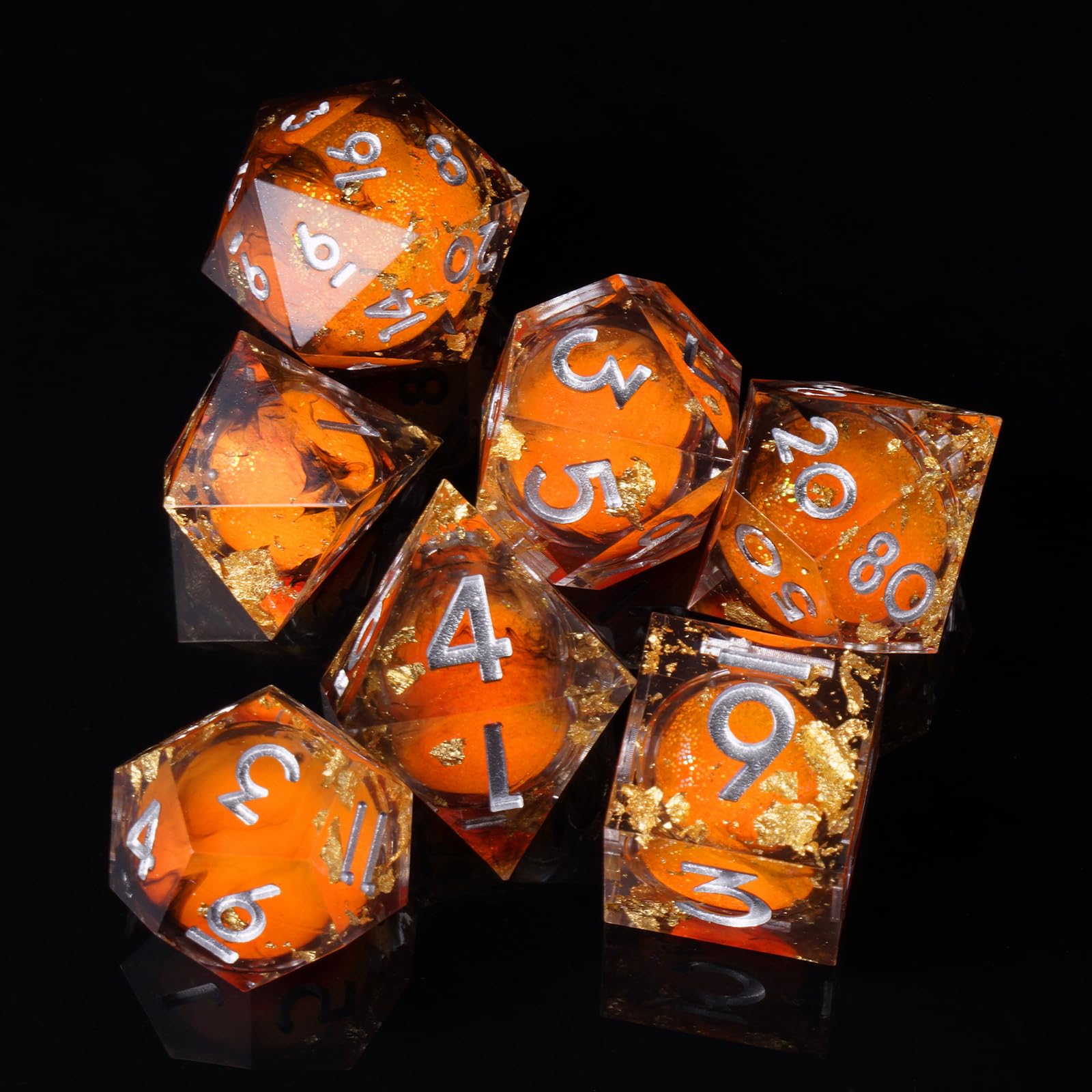 ORUZA 7 PCS Liquid Core DND Dice Resin Sharp Edge Dice Polyhedral D&D Dice Set for Dungeons and Dragons RPG MTG Table Games - Image 3