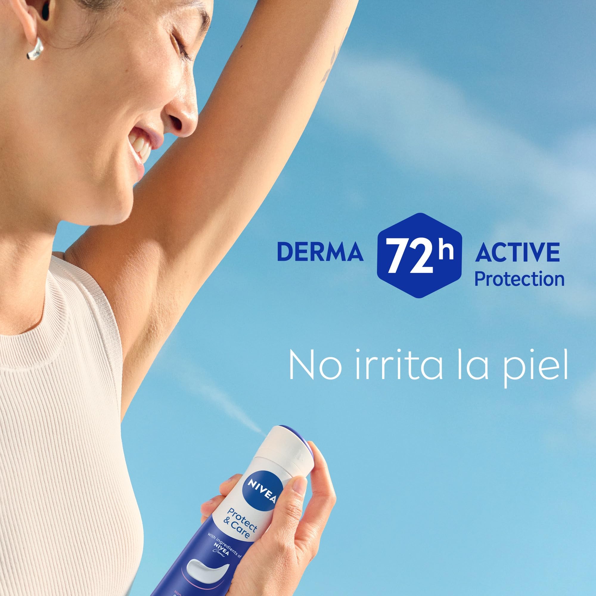 NIVEA Protect & Care Spray en pack de 6 (6 x 200 ml), desodorante antitranspirante con el aroma de NIVEA Creme, spray desodorante con 0% alcohol