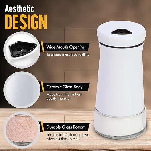 Miniatura 5 de The Original - Juego de saleros y pimenteros, dispensador de especias con agujeros ajustables para vertido, acero inoxidable y vidrio, juego de 2