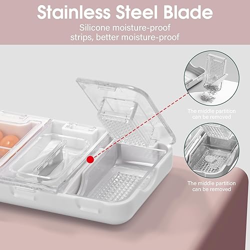 Miniatura 5 de Cortador de pastillas pequeño, portátil, bonita trituradora de píldoras para bolsillo de bolso, corta tabletas de vitaminas (blanco)