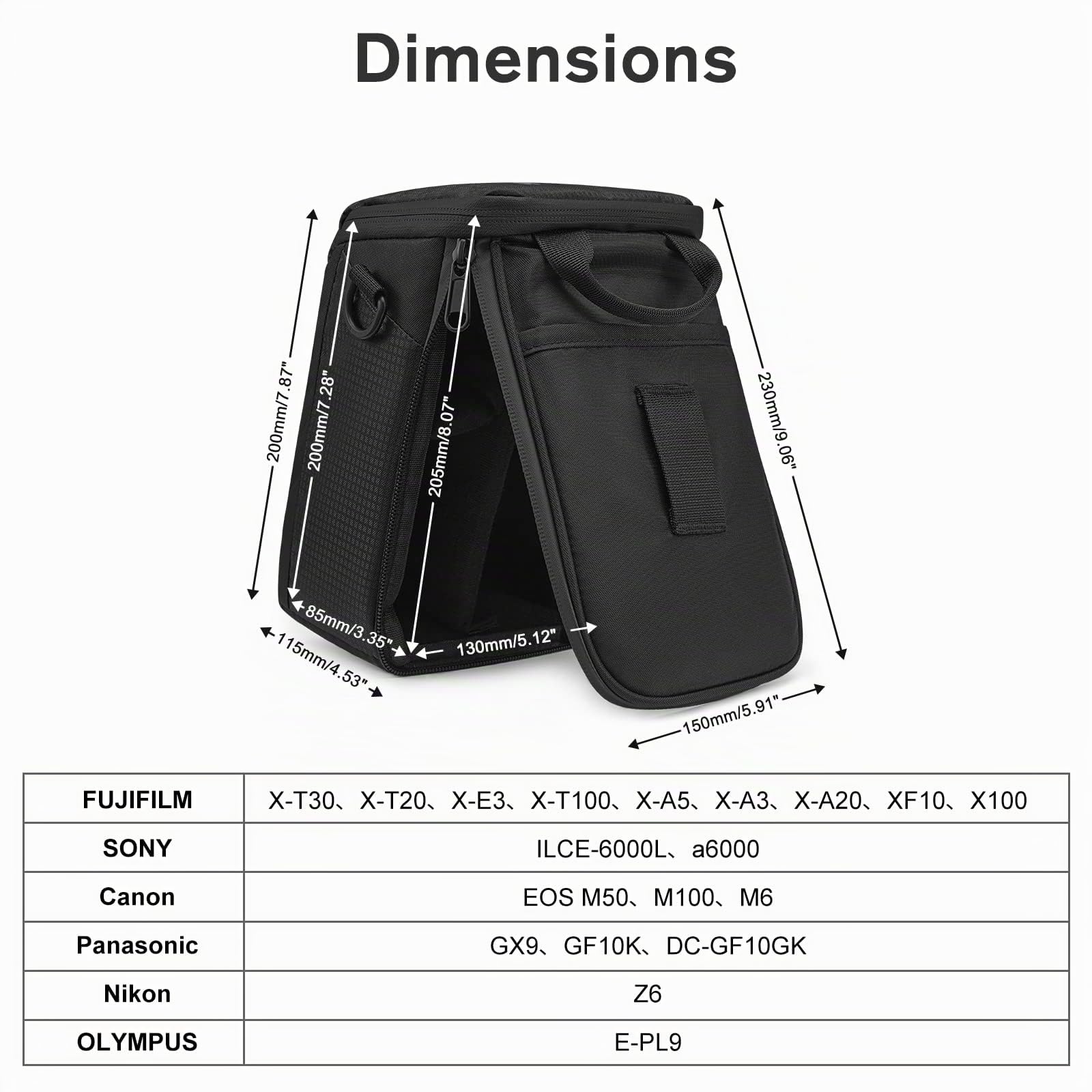S-ZONE Sac pour Appareil Photo étanche Résistant Aux Chocs étui D'insertion D'appareil Photo Sac D'insertion de Protection D'appareil Photo Reflex Numérique Rembourré Pratique