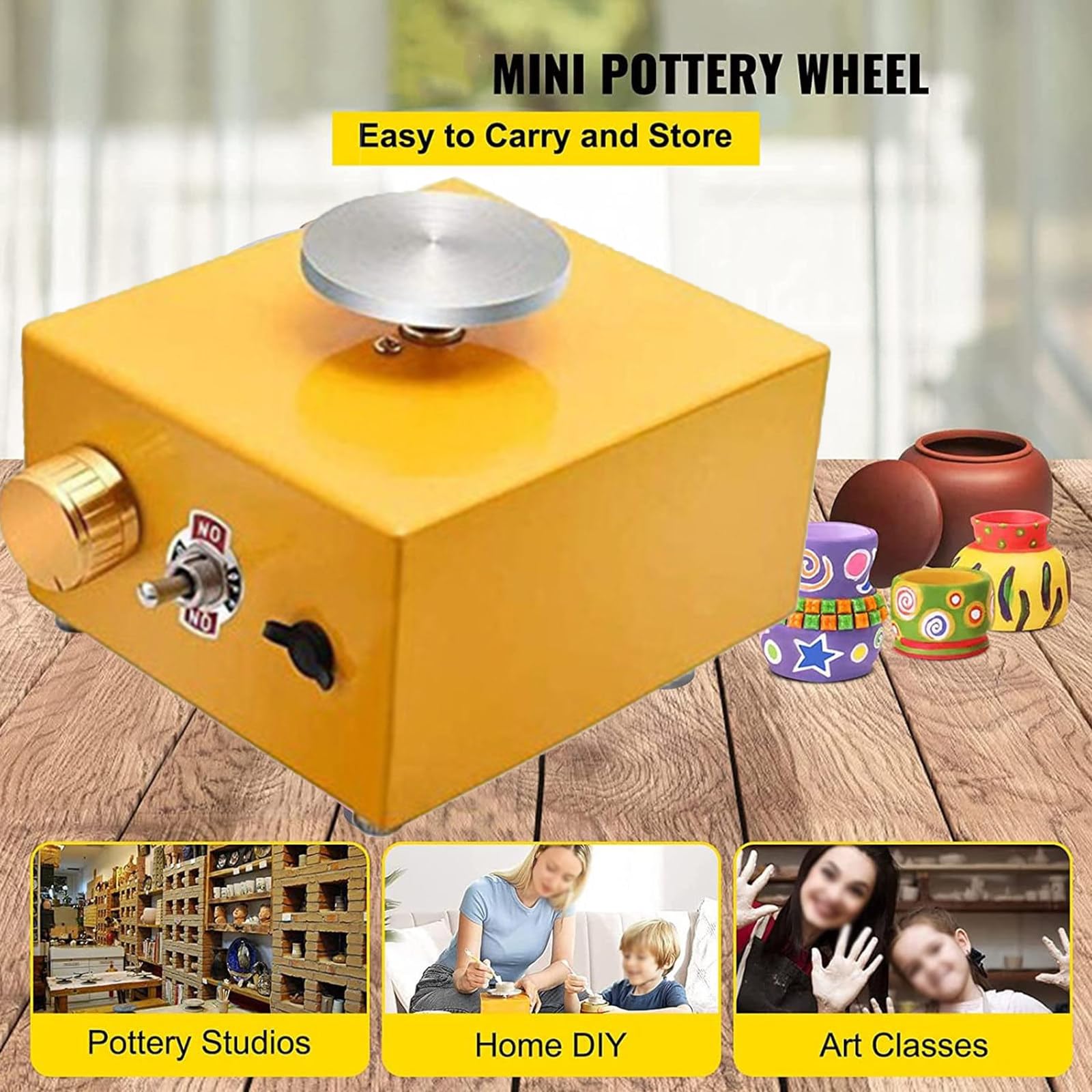 Mini Koło Garncarskie — Z Gramofonem, Narzędziami Do Gliny I Mini Kluczem, Elektryczną Maszyną Ceramiczną Do Prac Ceramicznych, Początkującymi Dziećmi (Kolor: Żółty Czerwony Niebieski),blue