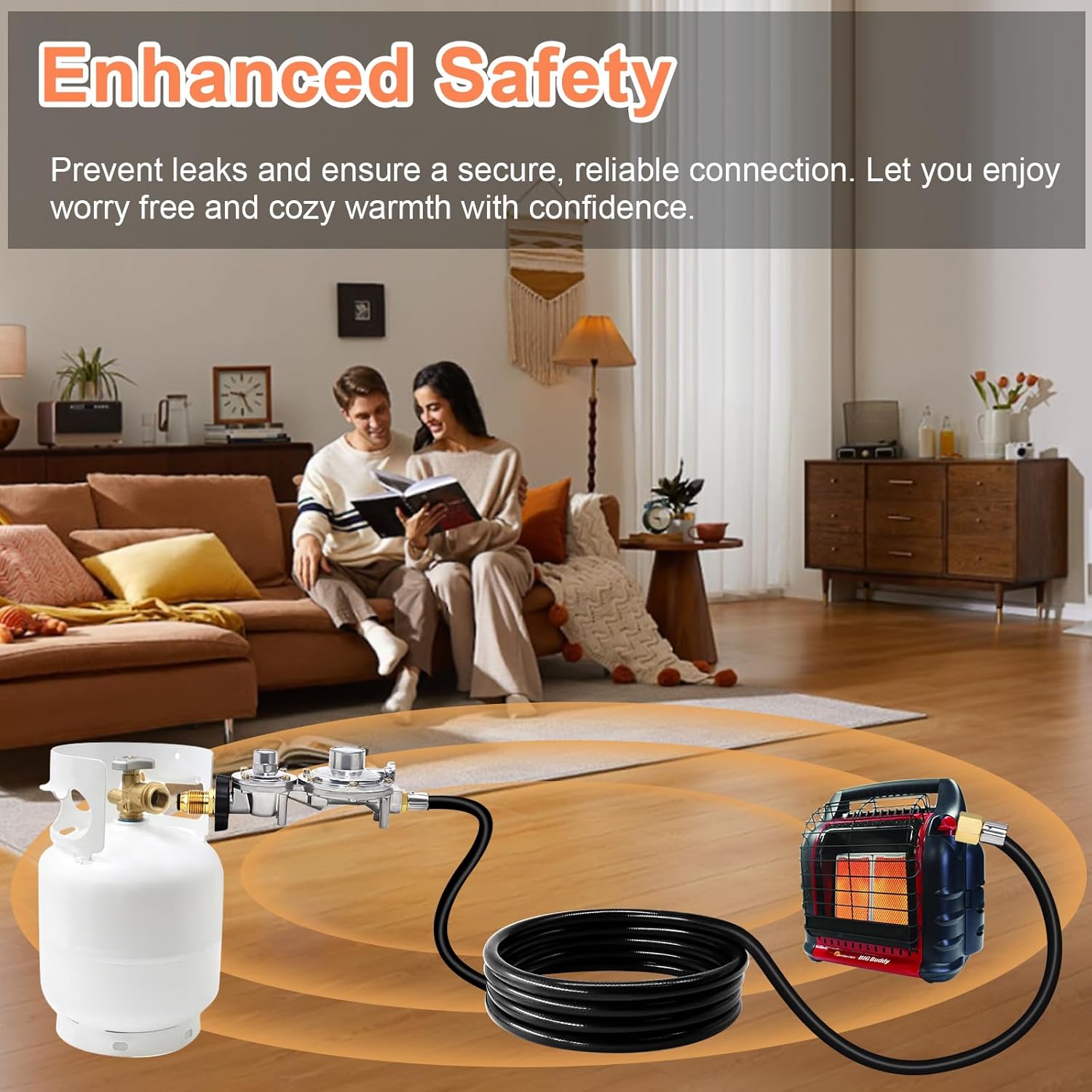 Hiorucet 12 FT F273684 Propane Hose Kit for Mr Heater Buddy Heater, Propane Tank Gas Line Hose with Regulator, POL Fitting & 3/8 inch Propane Adapter for RV, Gas, Grill, Stove, Cooker, Gas Generator.