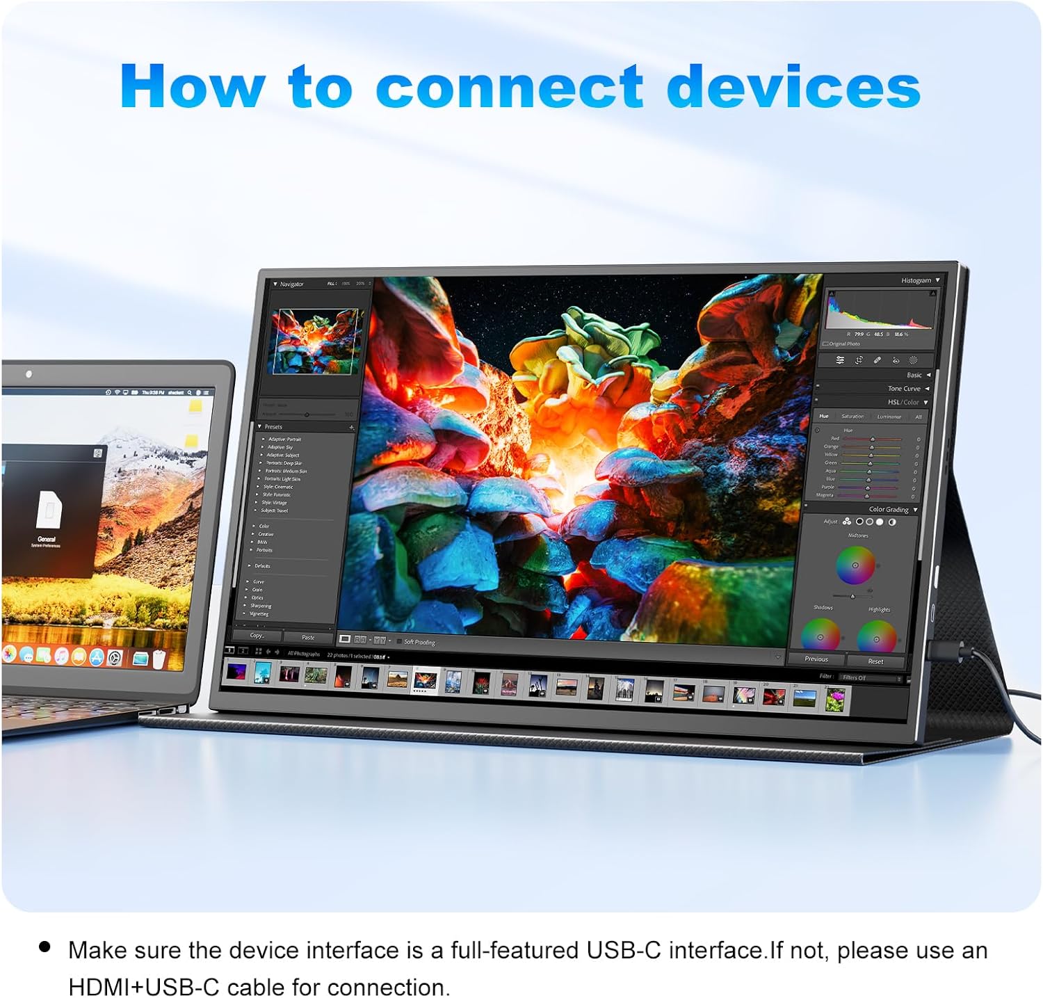 18.5 Inch Portable Monitor for Laptop, 1080P FHD 120Hz 125% sRGB USB-C HDMI Travel Monitor for Laptop Mac PC, Portable Screen with Smart Cover, VESA Compatible - Image 6