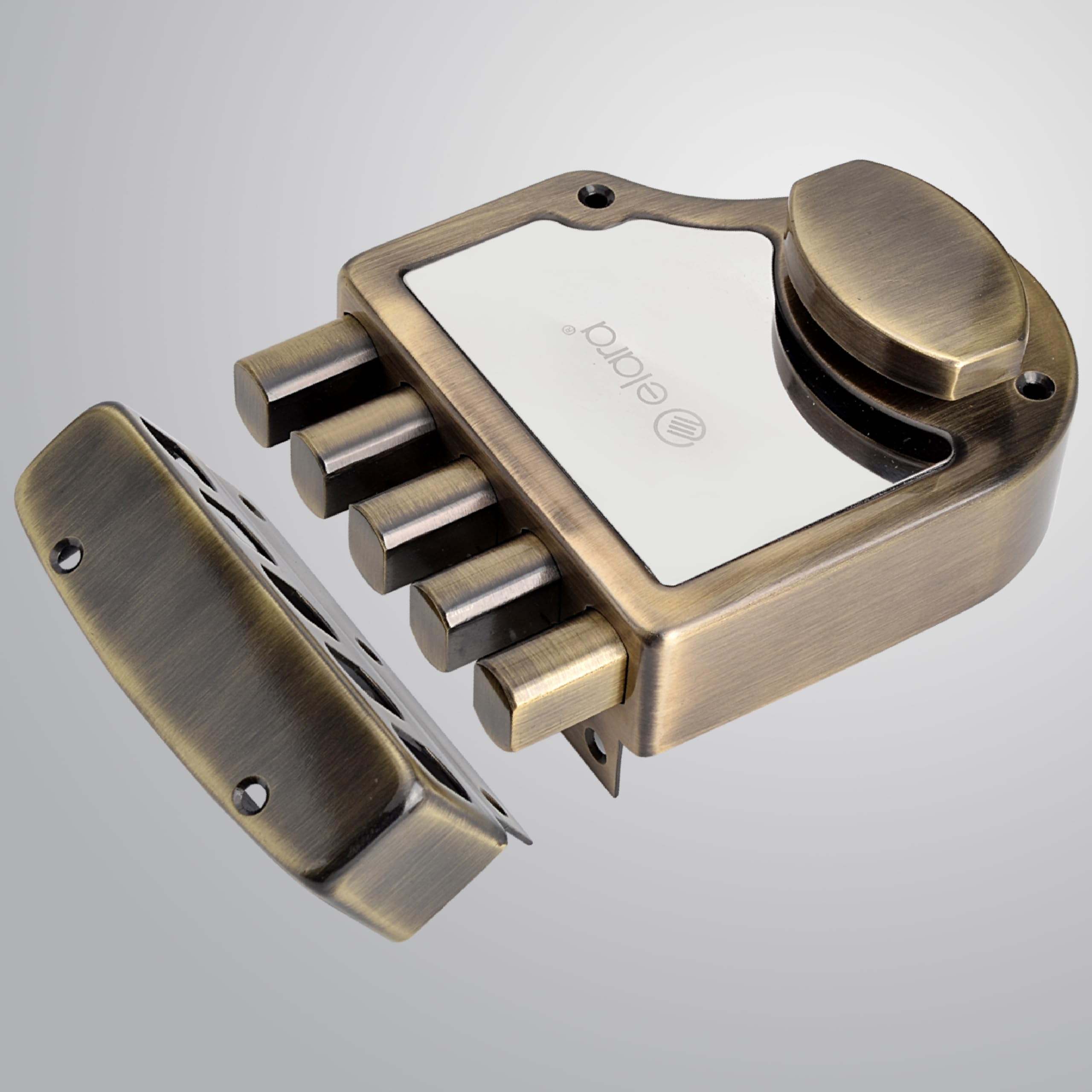 Sponsored Ad - Elara Quinbolt 1CK Deadbolt for Main Door, Suitable for Right and Left Handed Doors, Inside Opening Wooden Door Lock with 4 Reversible Brass Keys (Antique, EDL-03, Quinbolt, Ultra Key)