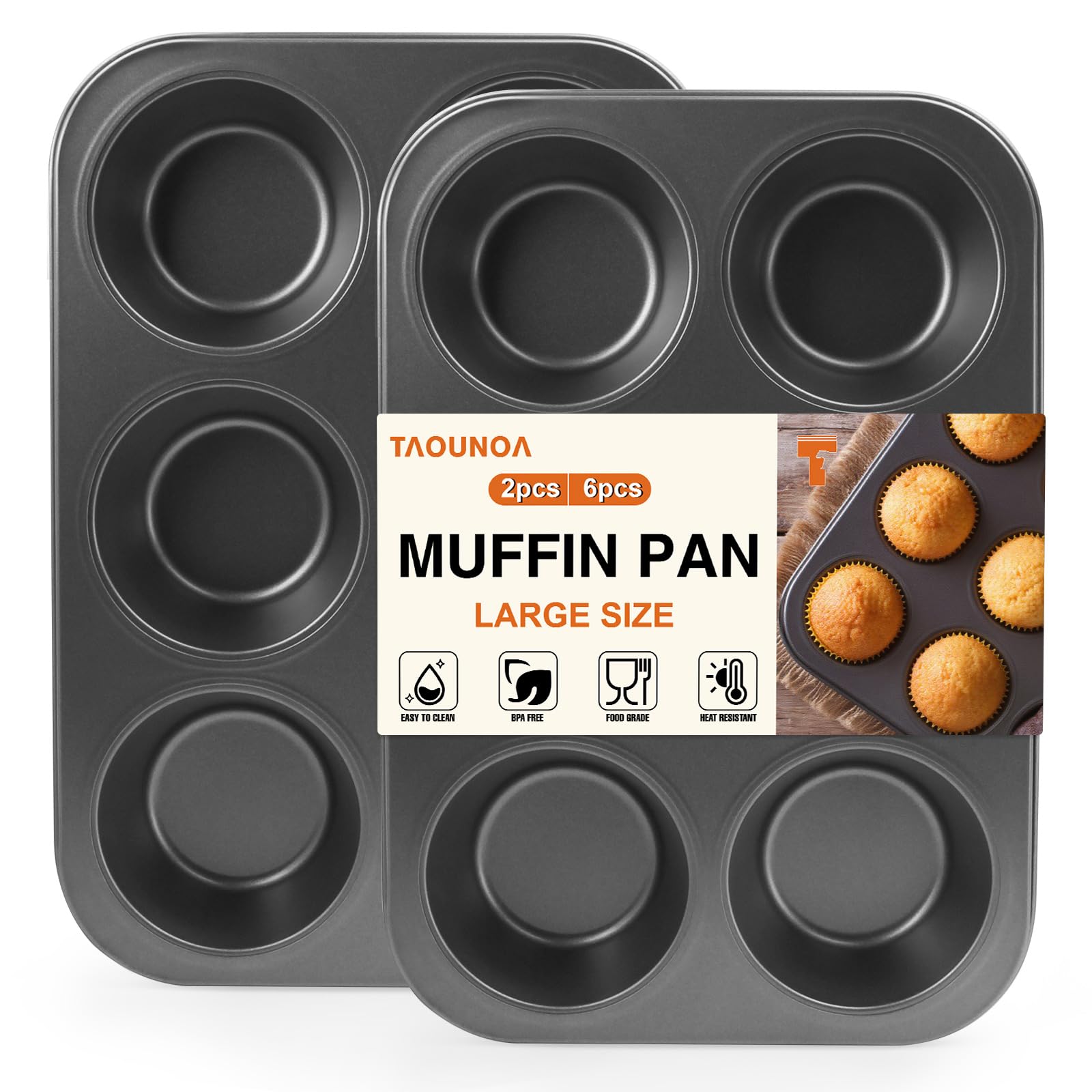 TAOUNOA 2PCS Jumbo Muffin Pan