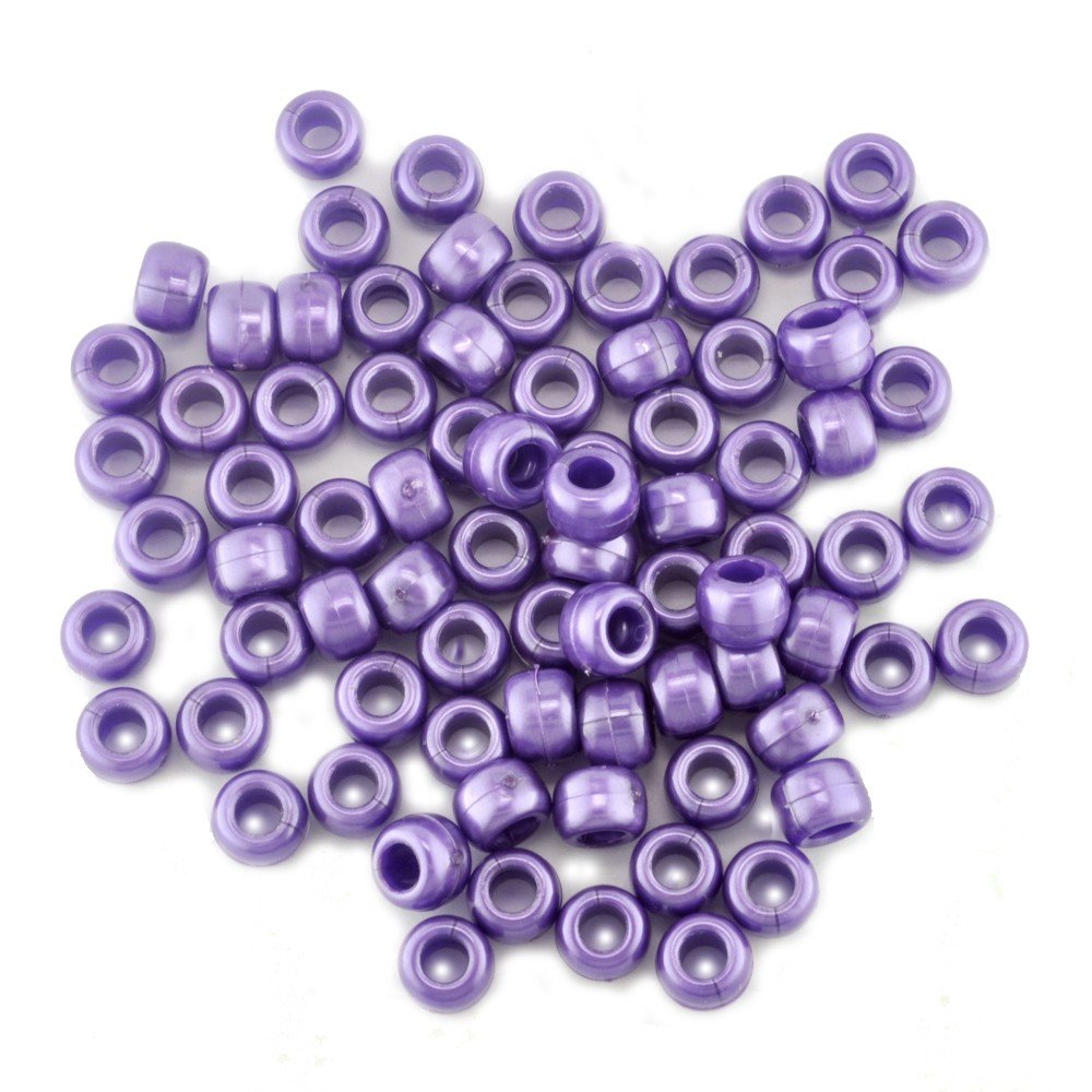 Plastic Beads Purple Pearl Pony Bead Qty 200
