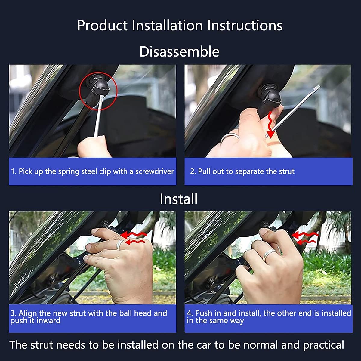 2Pcs Ammortizzatori Cofano Posteriore per Chevrolet Matiz Spark 2011-2015, Baule Molle A Gas Pistoni ​Portellone Hood Metallo Supporto Fatto su ​Auto Styling Accessoires
