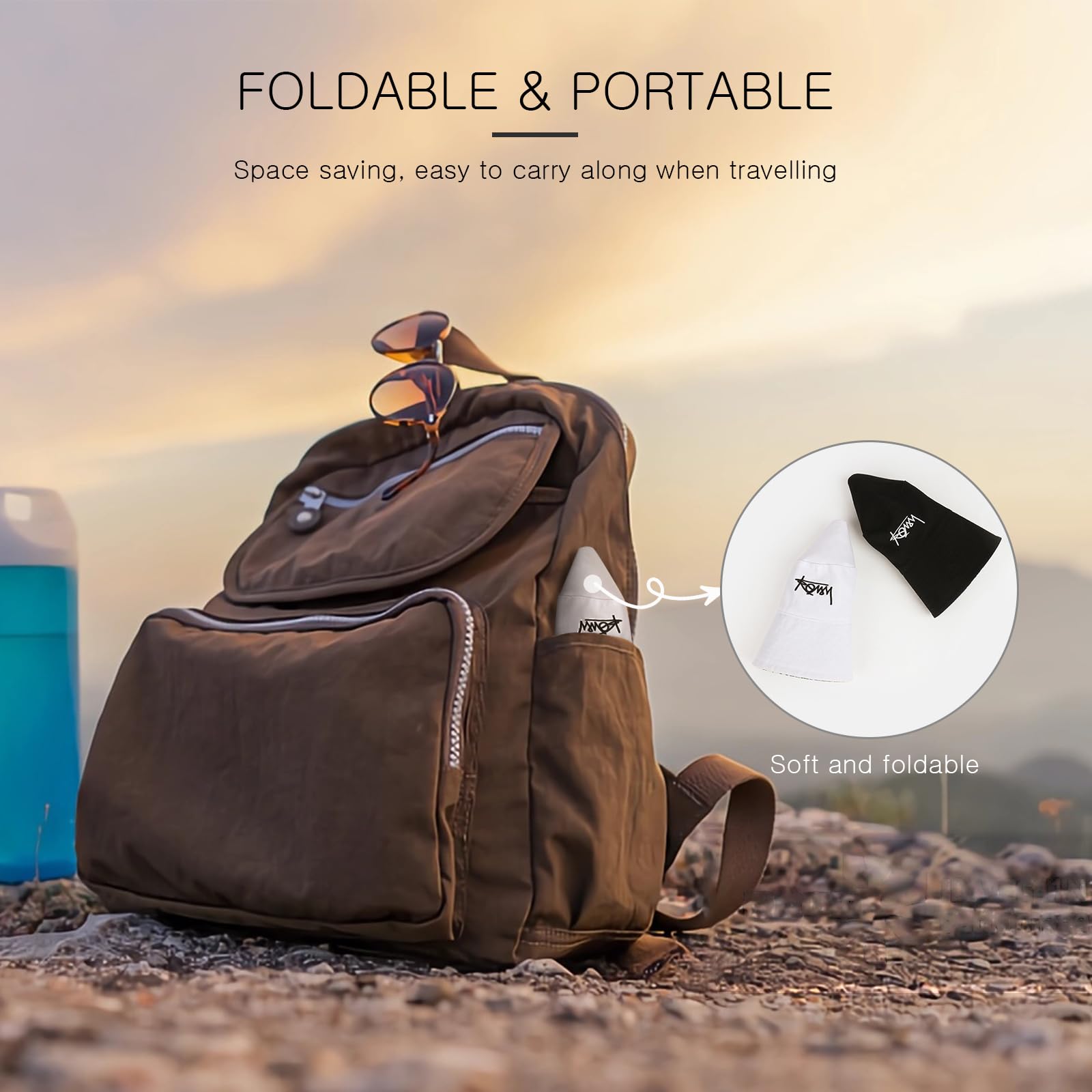 LumiSyne Chapeau De Pêcheur Réversible Unisexe Couleur Unie avec Lettres/Imprimé Style Hawaïen Bob Chapeau De Seau avec Jugulaire Détachable Pliable Coton Chapeau De Soleil pour Été Plage Voyage