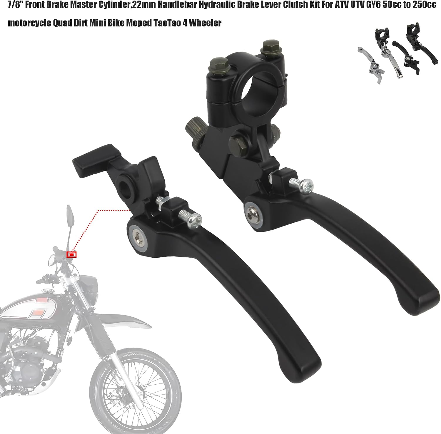 7/8" 22mm CNC Brake Clutch Lever Kit,Motorcycle Folding Clutch Brake Handle Lever for CRF KLX BBR Pit Dirt Bike ATV Quad-Black