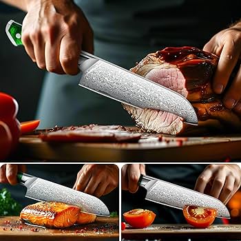 Amazon | HomeSafety 包丁 三徳包丁 ダマスカス 刃渡り178mm
