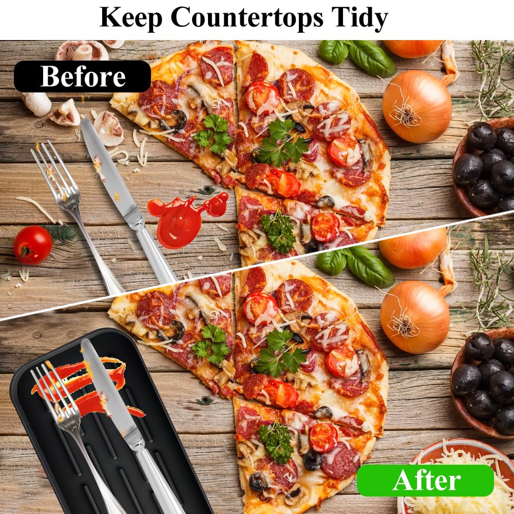 SwirlColor Repose Cuillère Cuisine Silicone Support Ustensiles Noir