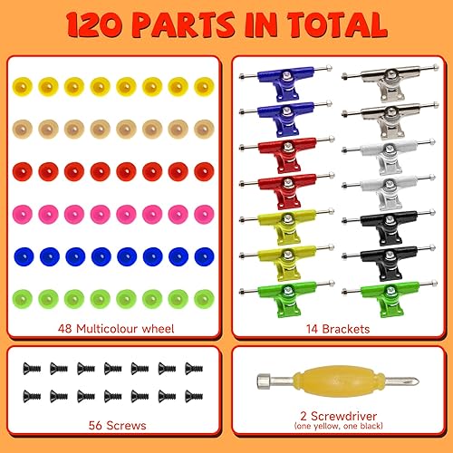 Miniatura 2 de SIXPOINTS El kit de reparación de diapasón incluye 14 camiones de 1.181 in de ancho con tuercas+48 ruedas multicolor+56 tornillos + 2 herramientas