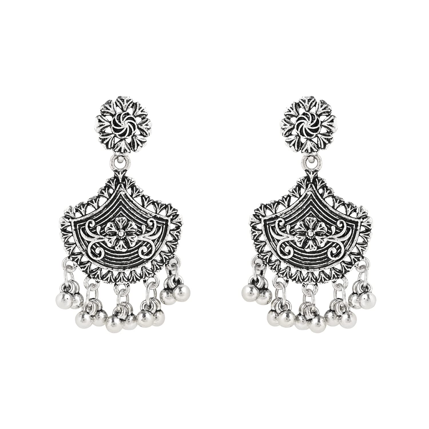 Ethnic Oxidized Afghani Choker Necklace Jewellery Set (MC145OX)