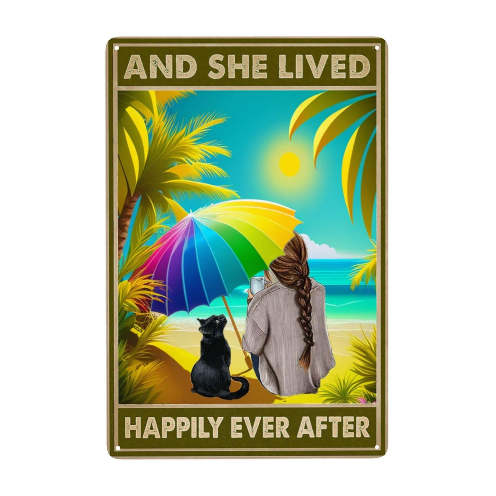 Kwqdozf As Pic Funny Room Signs Decor Wall Art Poster And She Lived Happily Ever After Vin